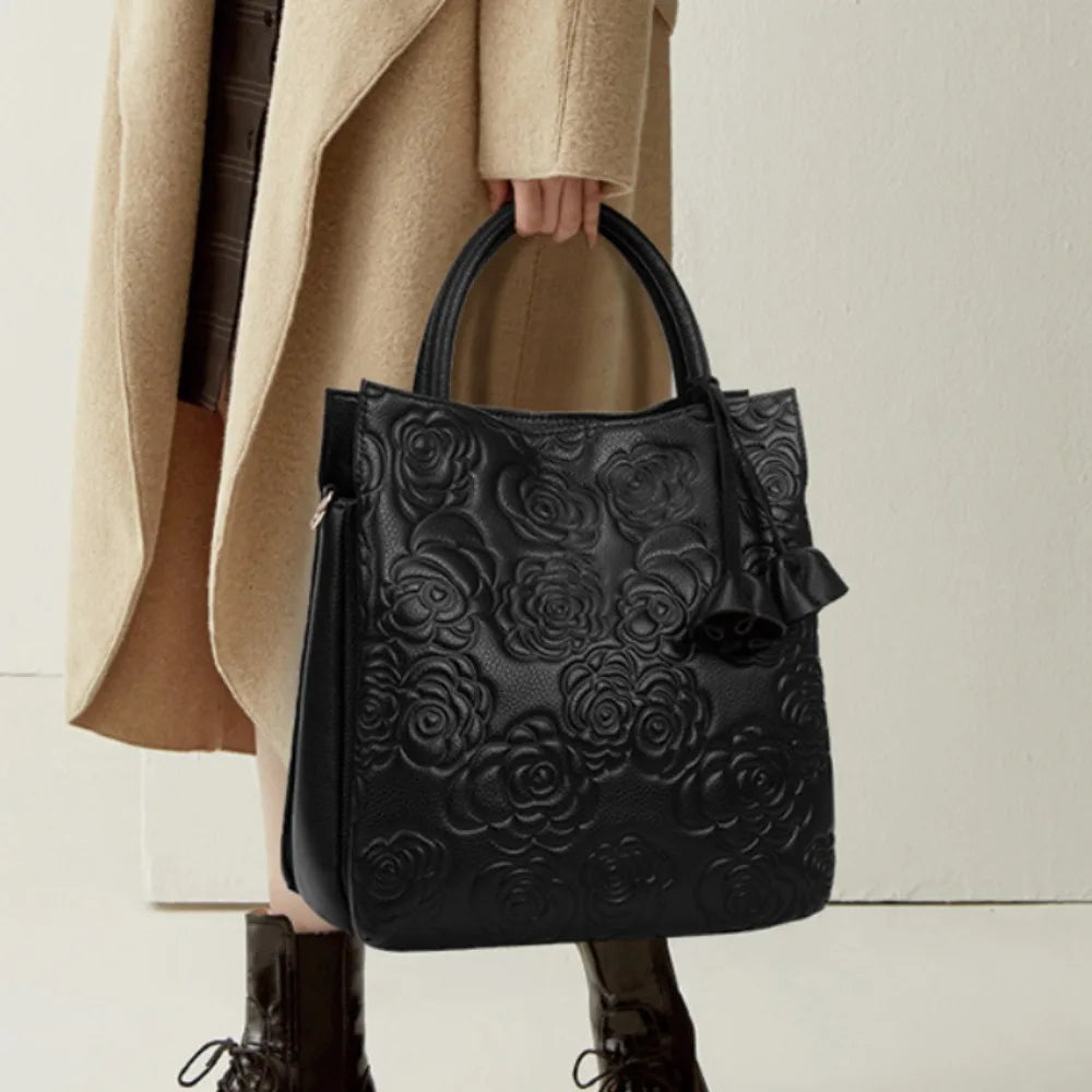 Elegant Camellia Tote Bag With Large Capacity for Women