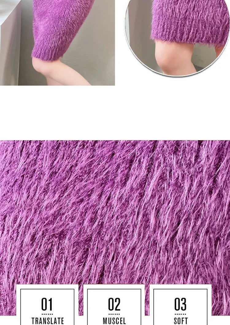 Cozy Faux Mink Knit Sweater Dress