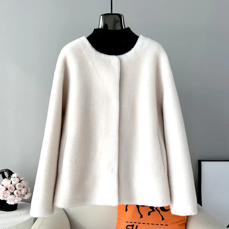 Real Shearling Wool Coat