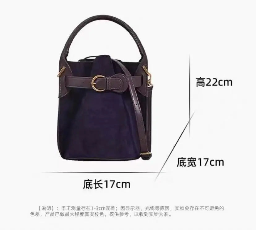 Advanced purple velvet bucket bag for women's new commuting trend single shoulder crossbody bag