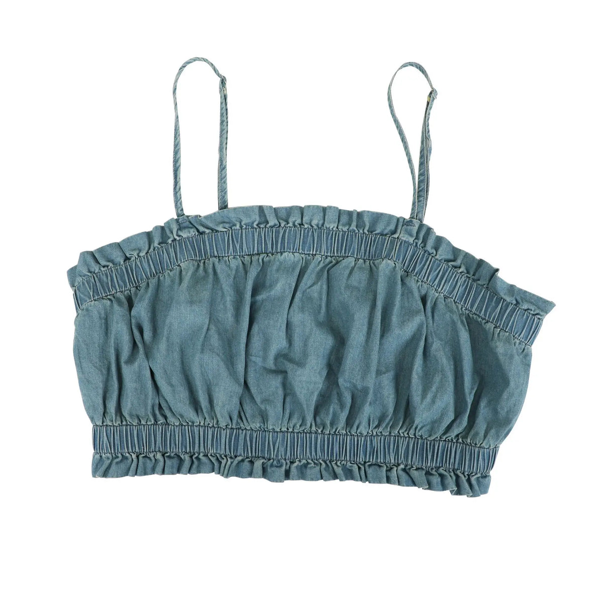 Ruched Spaghetti Strap Denim Two Piece Set for Women