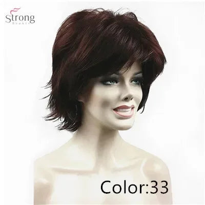 Fluffy Short Straight Layered Blonde Synthetic Wig For Women