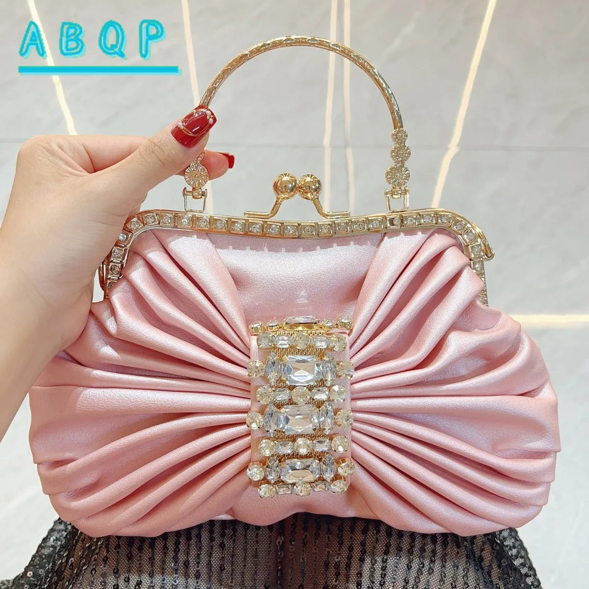 New Dinner Women's Bag Luxury Brand Fashion Handmade Diamond Women's Handbag Shiny Banquet Mini Shoulder Bag High Quality