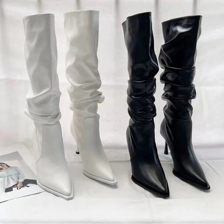 Elegant Pointed Toe Stiletto Knee High Boots for Women