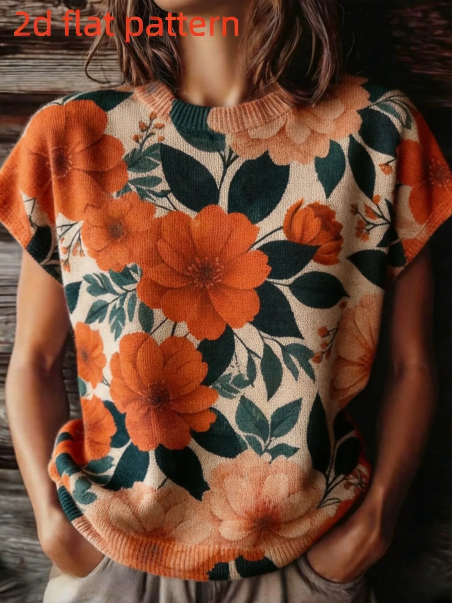 Lightweight Floral Print Round Neck Sleeveless Top for Women