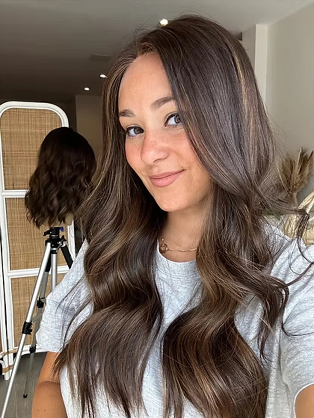 Chocolate Highlighted Synthetic Wig