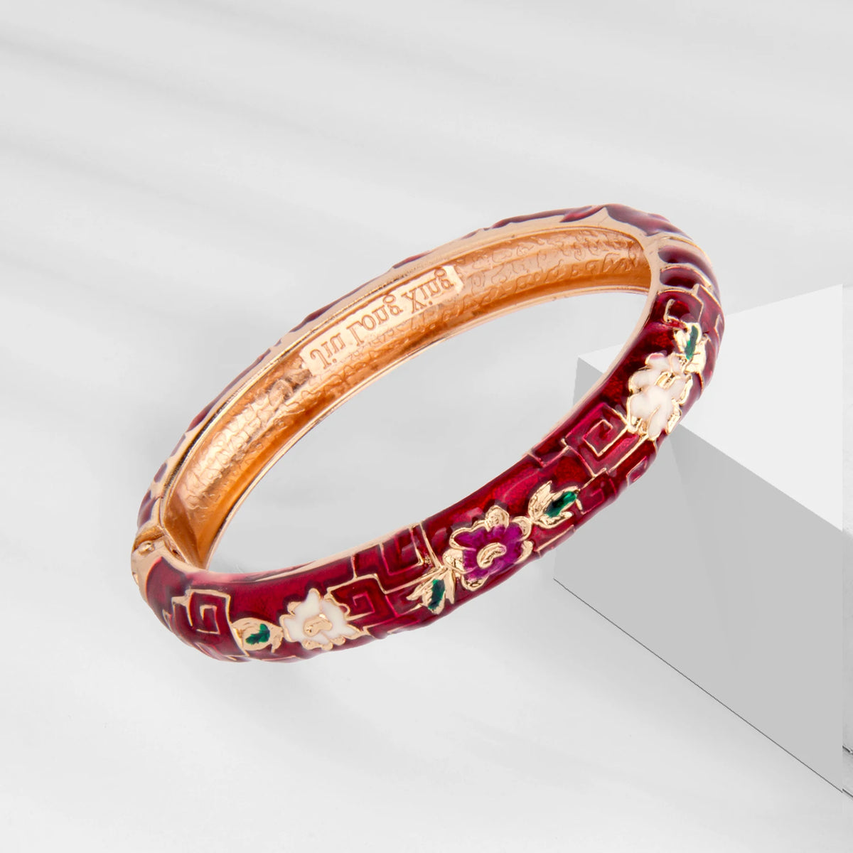 Dark Red Enamel Bangle Bracelet