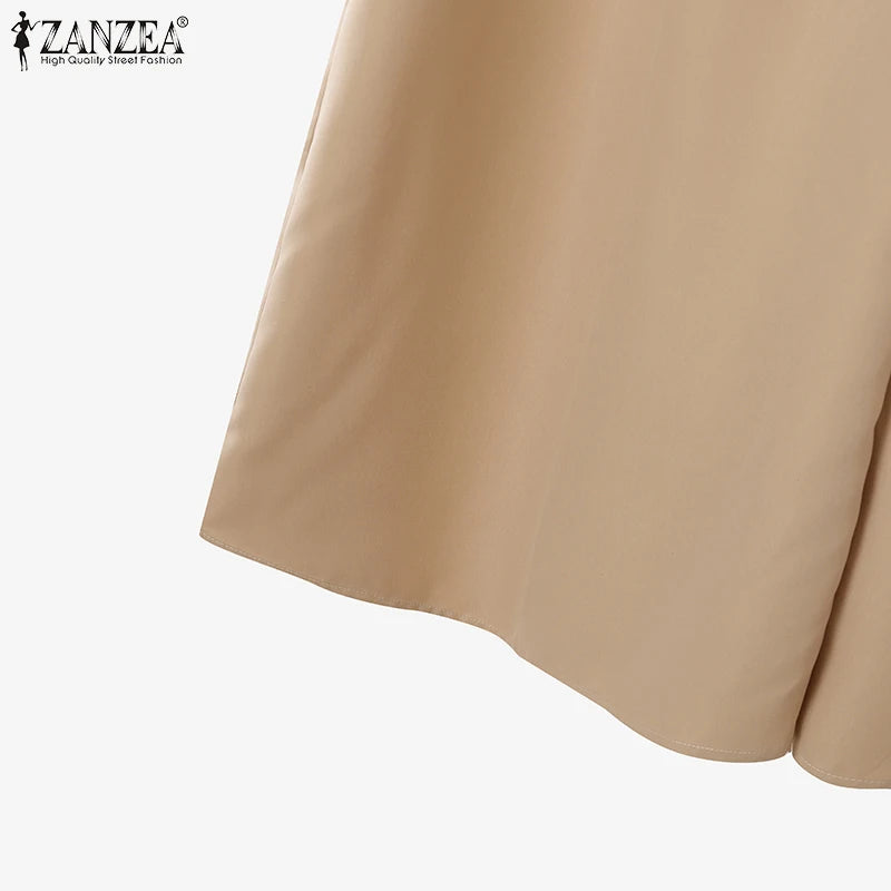 2025 Autumn Pant Sets ZANZEA Fashion 2PCS Women Outfits Solid Tracksuits Suit Long Sleeve Blouses Wide Leg Trousers 2 Piece Set