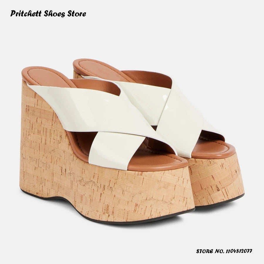 Elegant Comfortable Platform Leather Mules for Women