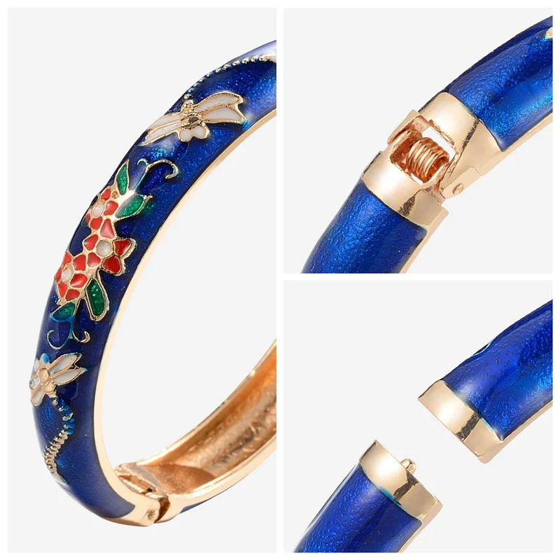 Floral Enamel Bangle Bracelet