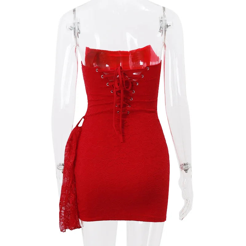 Elegant Vintage See-Through Stretch Lace Dress for Women