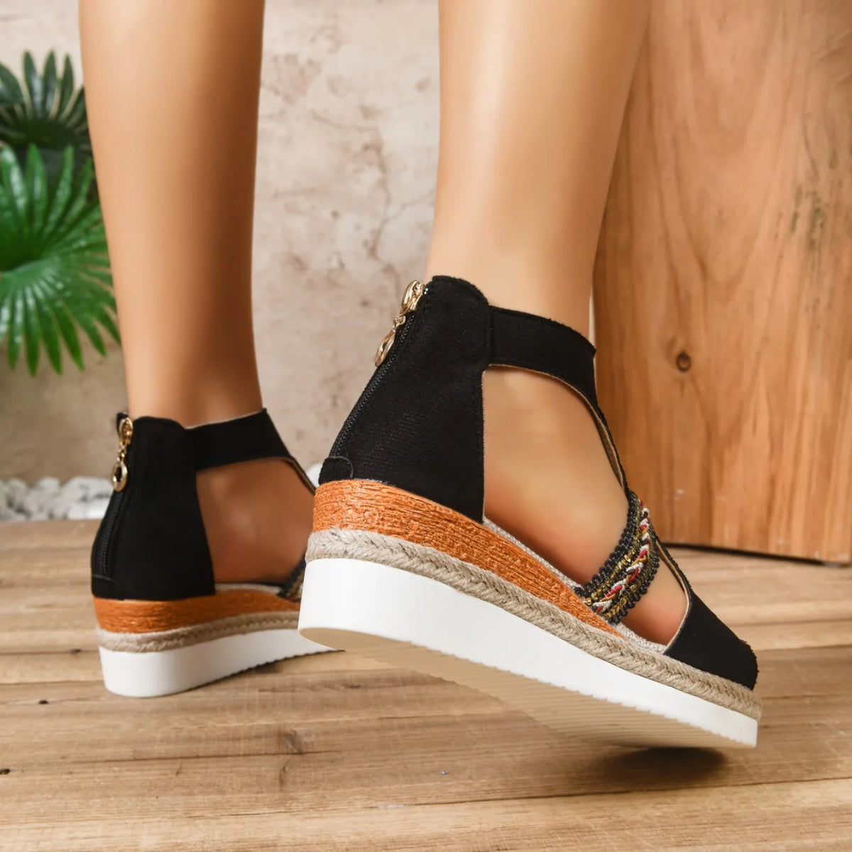 Lightweight Platform Wedge Sandals With Back Strap for Women
