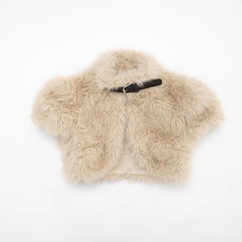 BOOFEENAA Fluffy Faux Fur Cropped Jacket Coat Woman Clothes Winter 2025 Streetwear Fashion Vest Top C85-EF24