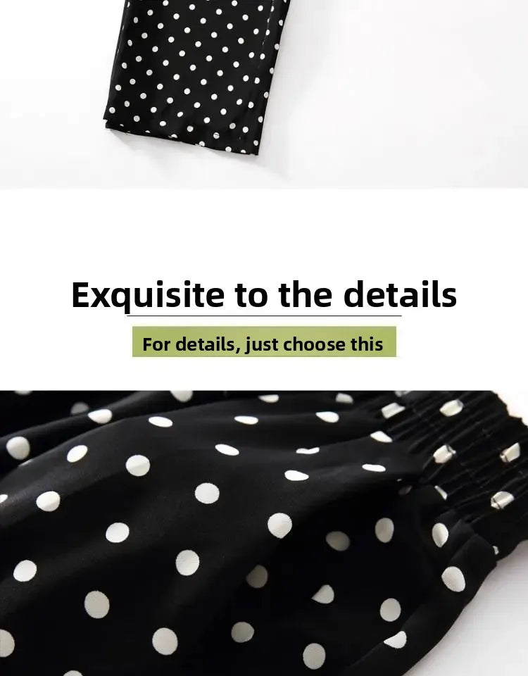 Casual Polka Dot High Waist Wide Leg Pants for Women