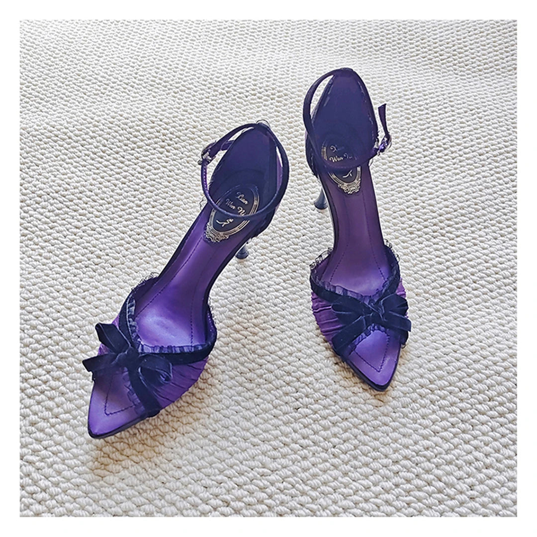 Pointed Open Toe Bow Detail High Heel Sandals for Women