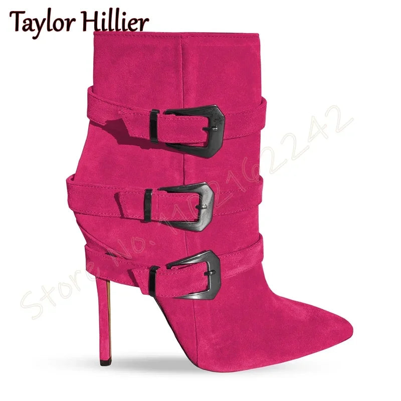 Suede Pointed Toe Stiletto Heel Ankle Boots for Women