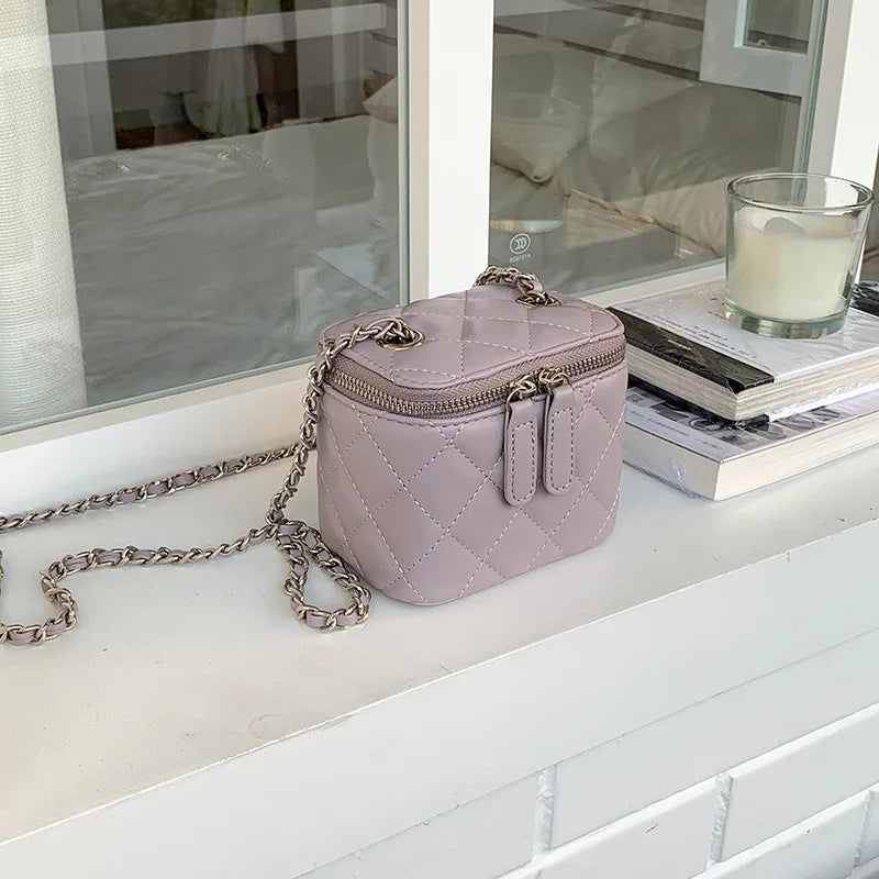 Mini Denim Crossbody Bag with Chain Strap for Women