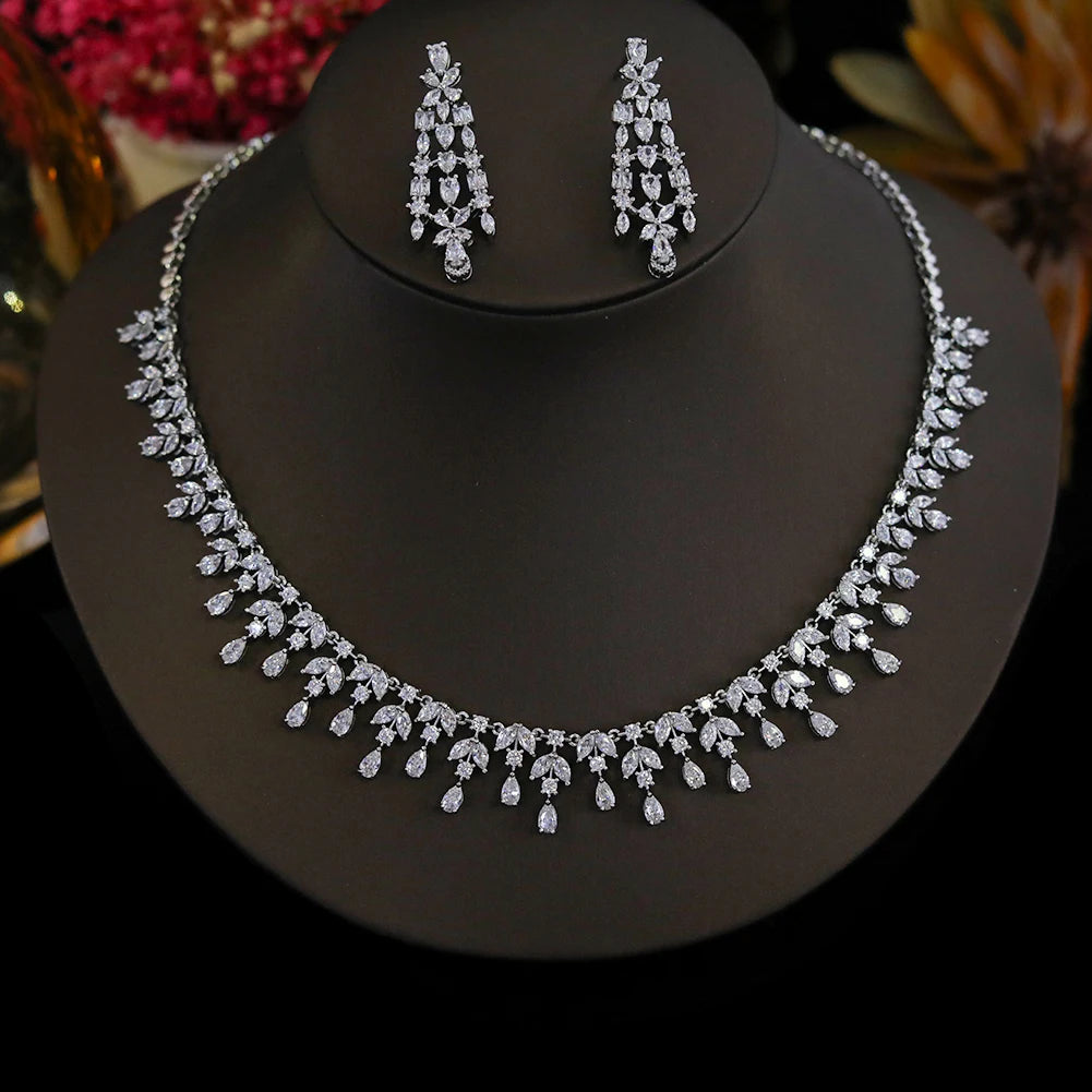 Elegant Water Drop Shape Crystal Jewelry Set For Women