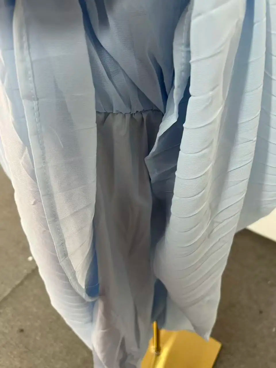 Elegant Blue Chiffon Ankle Length Flowing Dress For Women