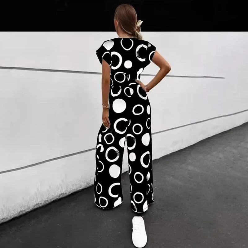 Wide Leg Belted Boho Jumpsuit