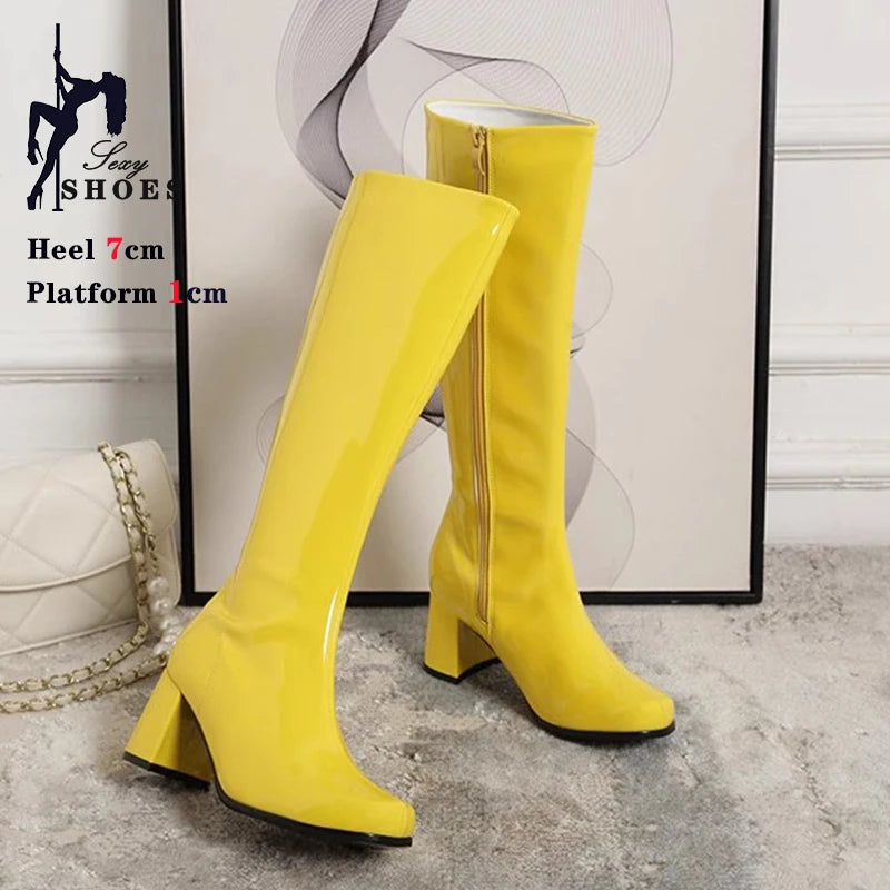 Elegant Shimmering Knee-High Go-Go Boots for Women