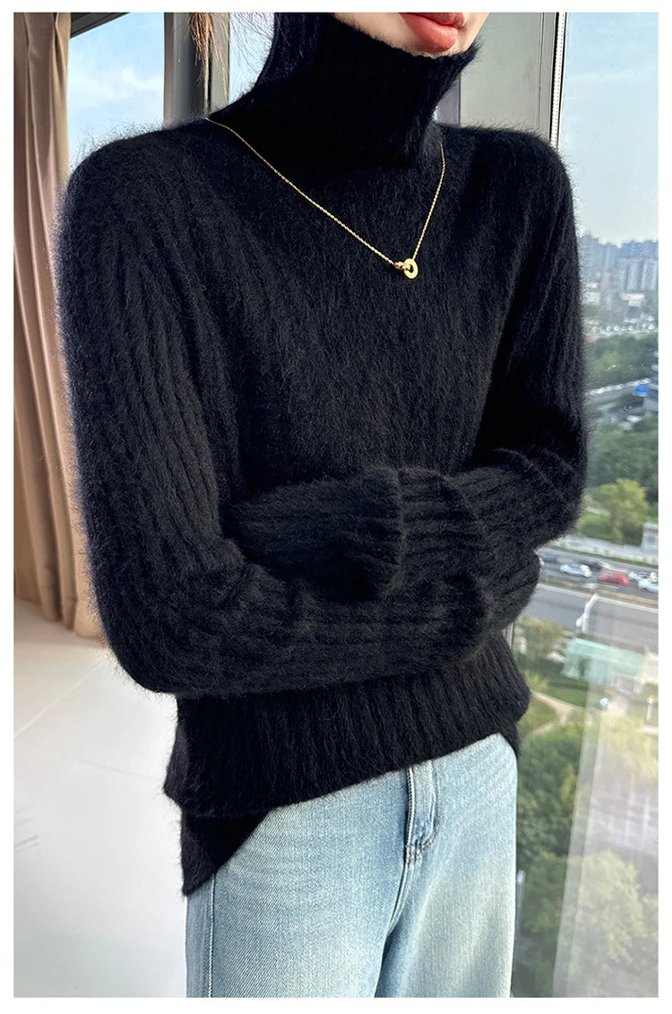 Warm Slim Fit Turtleneck Pullover Sweater for Women