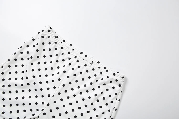 Polka Dot See Through Crop Top and Shorts Set for Women