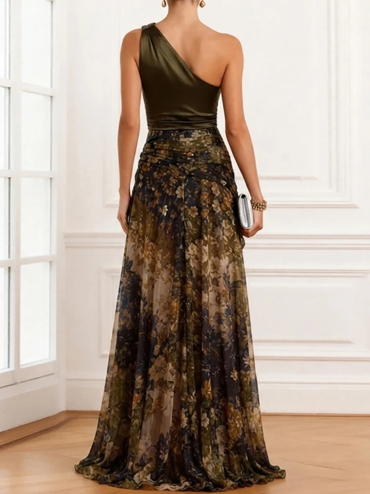 Summer Printed Patchwork Sleeveless Maxi Dress for Women