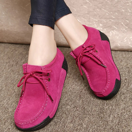 Lace Up Leather Platform Loafers