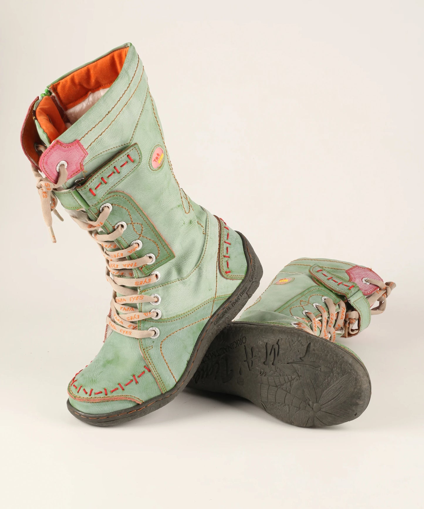 Hand Stitched Leather Mid Calf Boots