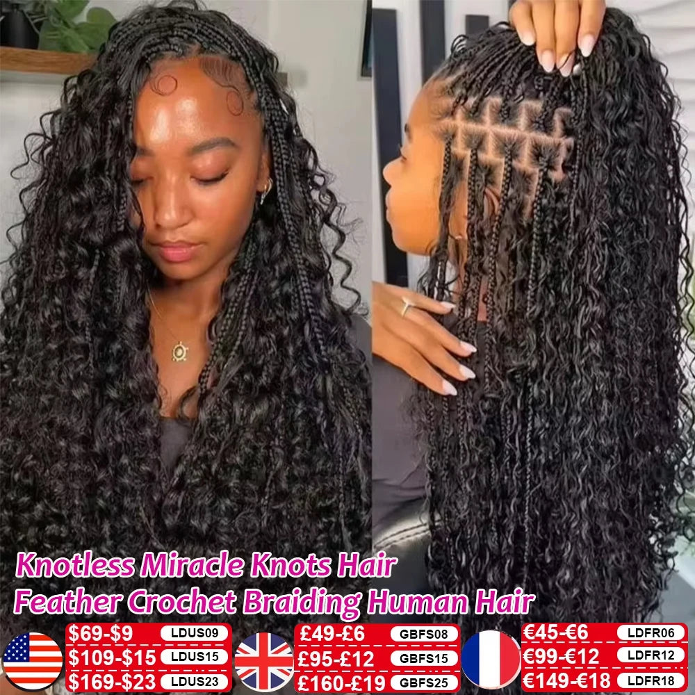 Pre-Divided Deep Wave Human Hair Crochet Extensions for Women
