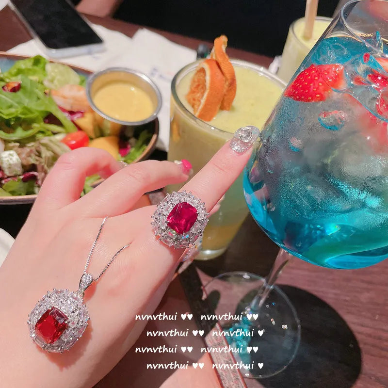 Sparkling Cubic Zirconia Necklace Earrings and Ring Set for Women