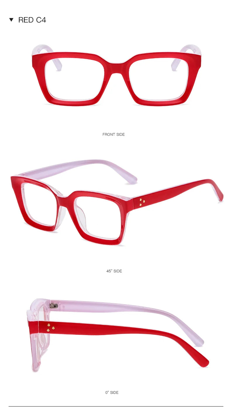 Oversized Square Reading Glasses With Plastic Frames for Women