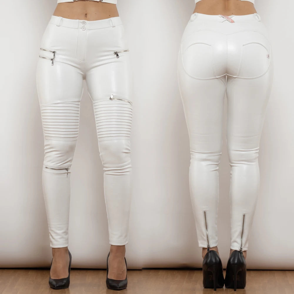 Gothic High Waisted Slim Fit PU Leather Pants for Women