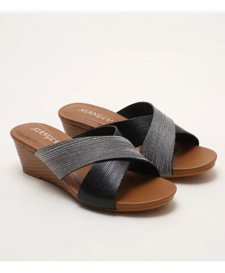 Bohemian Wedge Open Toe Sandals Lightweight Summer Casual for Women