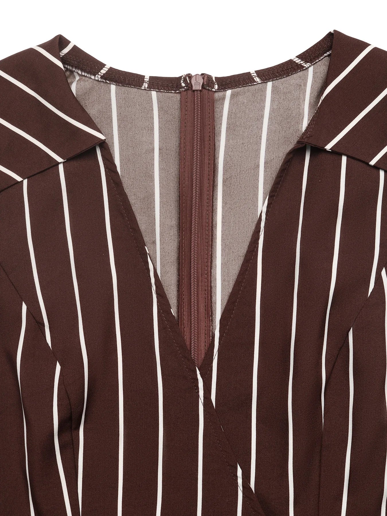 Striped Sleeveless Lapel V Neck High Waist Romper Shorts for Women