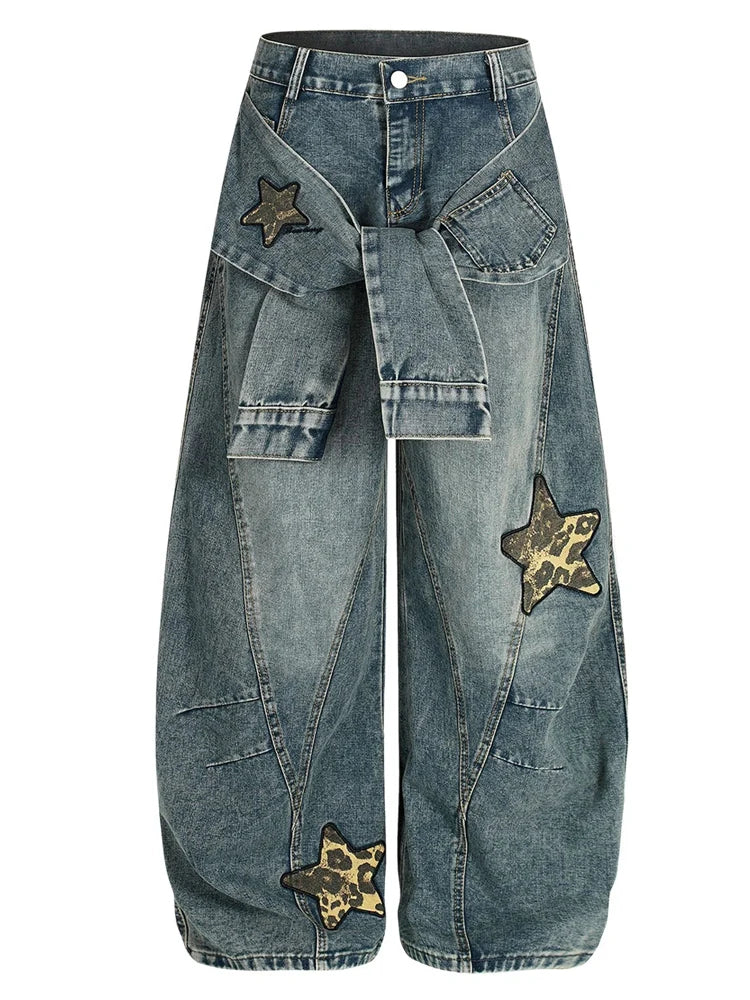 Loose Fit Vintage Washed Baggy Denim Jeans for Women