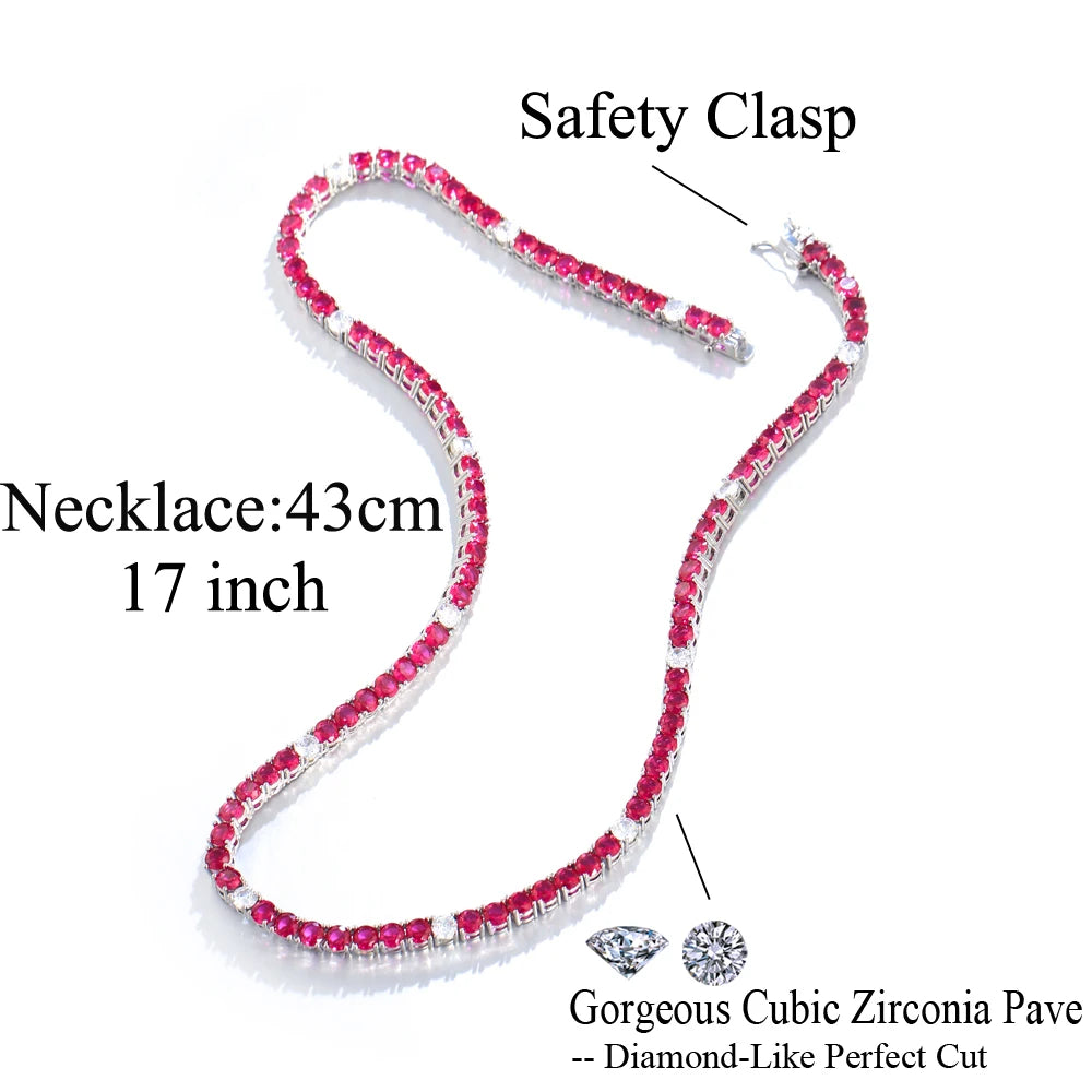 Fuchsia Cubic Zirconia Tennis Necklace