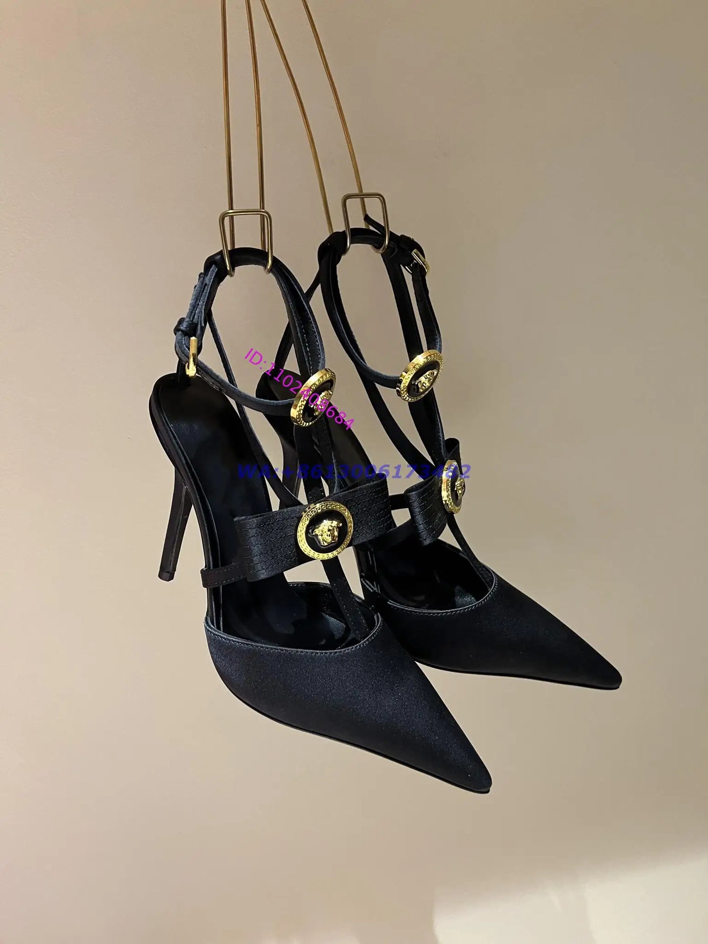 Fashion Women Design Candy Color Bow Satin High Heel Pumps Pointed Toe T Strap Buckle Slingback Stiletto Heels Plus Size