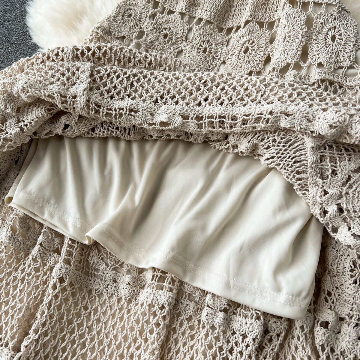 Bohemian Knit Tassel Crop Top and Skirt Set for Women
