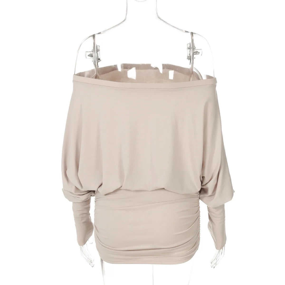 Elegant Ruched Off Shoulder Knit Mini Dress For Women