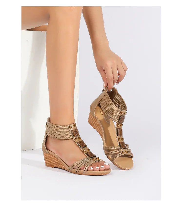 Comfortable Bohemian Beaded Strap Sandals For Women