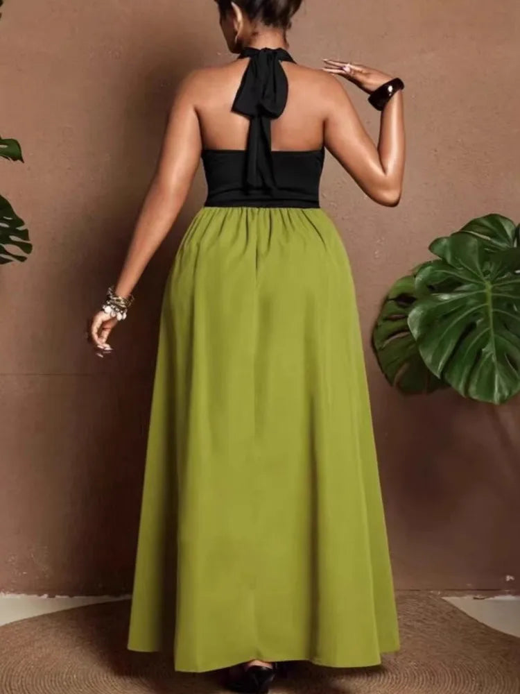 Elegant Sleeveless African Dashiki Maxi Dress for Women