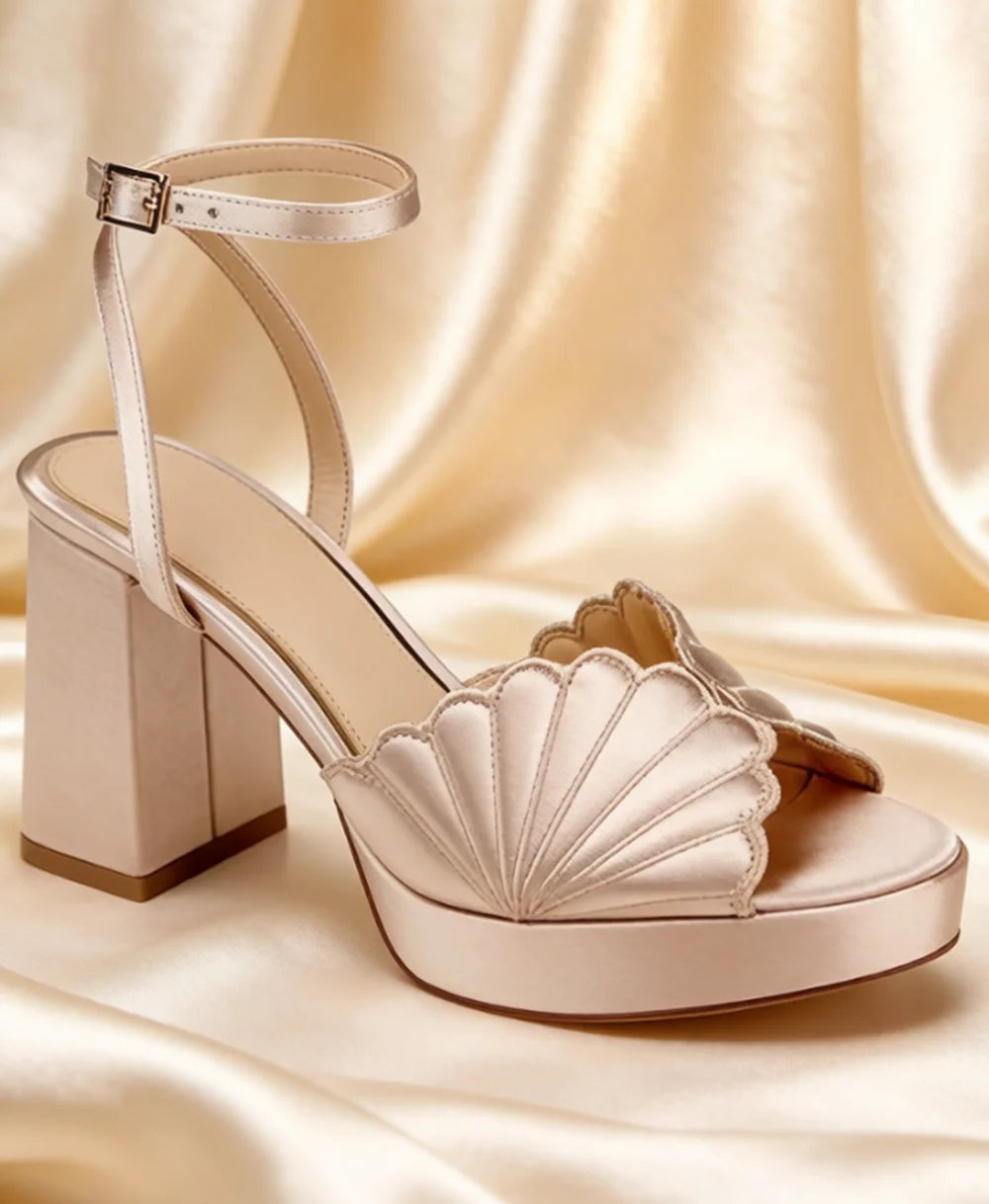 Satin Ankle Strap Platform Sandals
