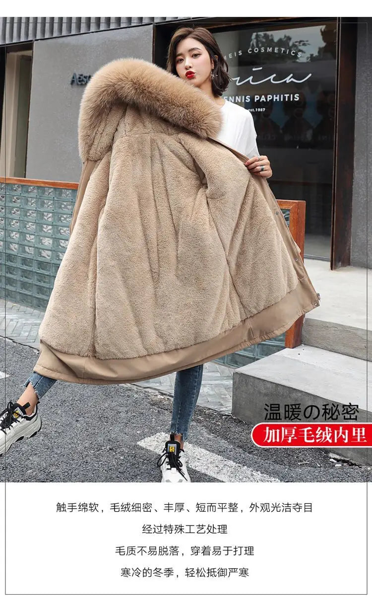 2025 New Parkas Women's Long Coat Winter Jacket Overcoming Plush Cotton Jacket