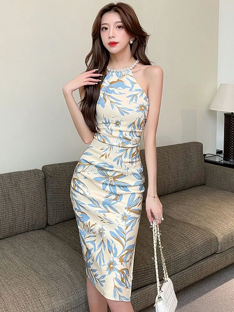 Dresses for Women Tight Split Flower Off Shoulder Midi Woman Dress New in Cheap Casual on Sale Clearance Beach Promotion Clothes