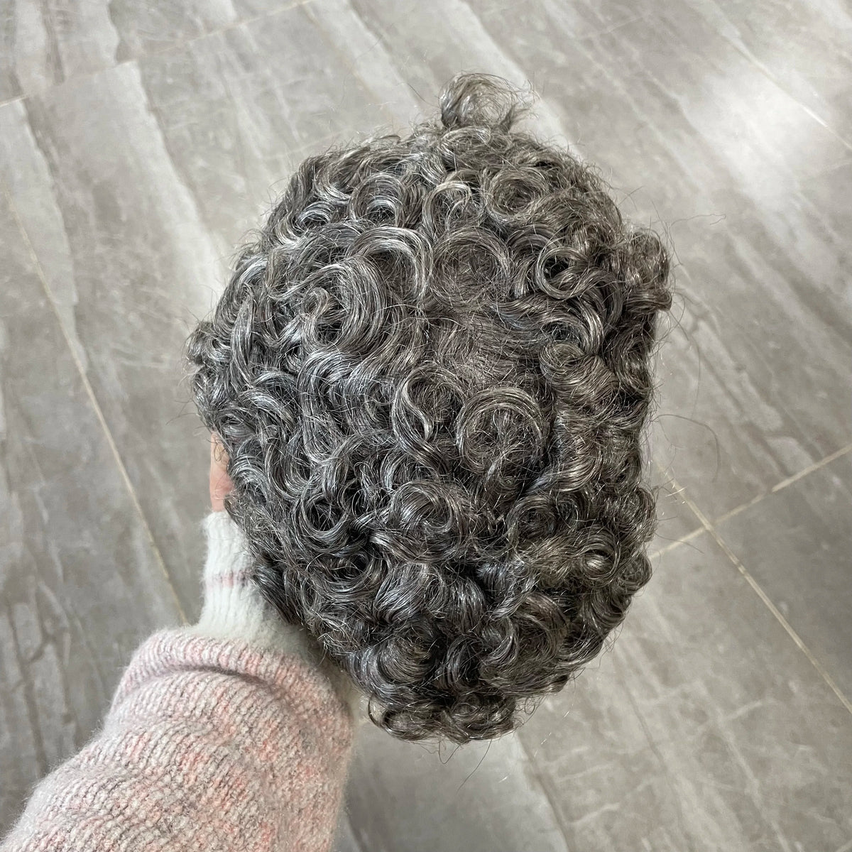 Curly Blonde Human Hair Toupee With Natural Hairline for Women