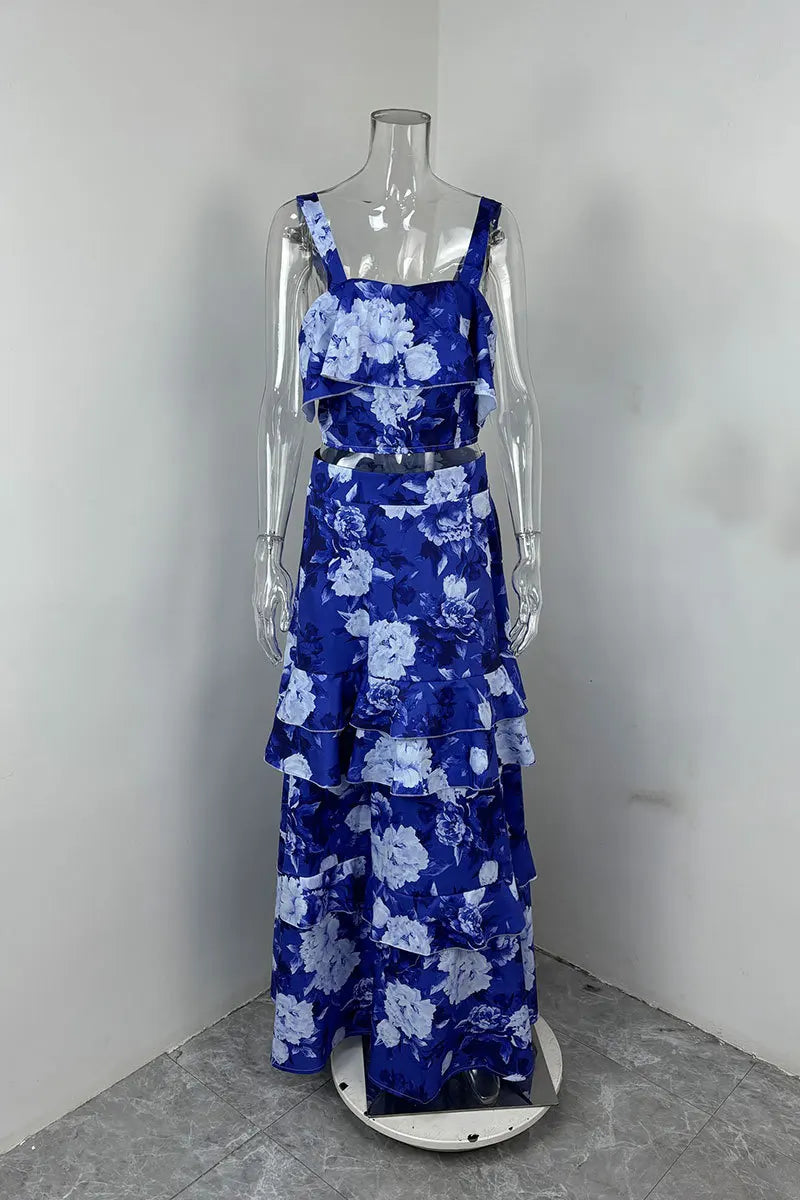 Printed Beach Vacation Style Two-Piece Set for Women