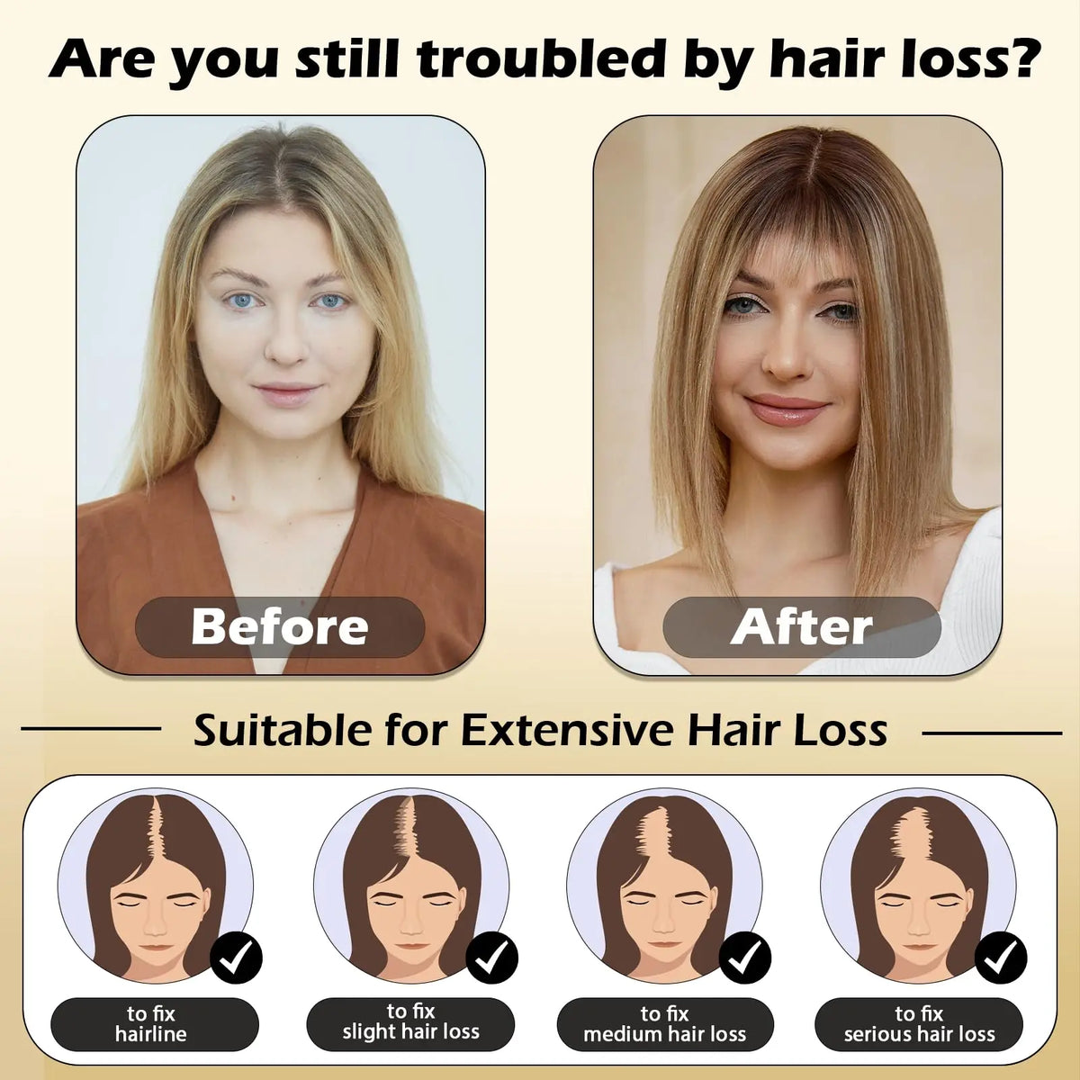 Golden Brown Blonde Mixed Remy Human Hair Topper for Women