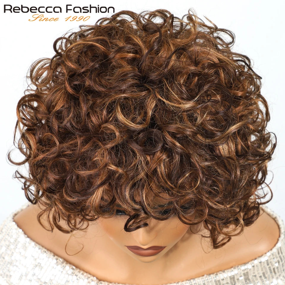 Glueless Curly Brazilian Short Human Hair Wig for Women